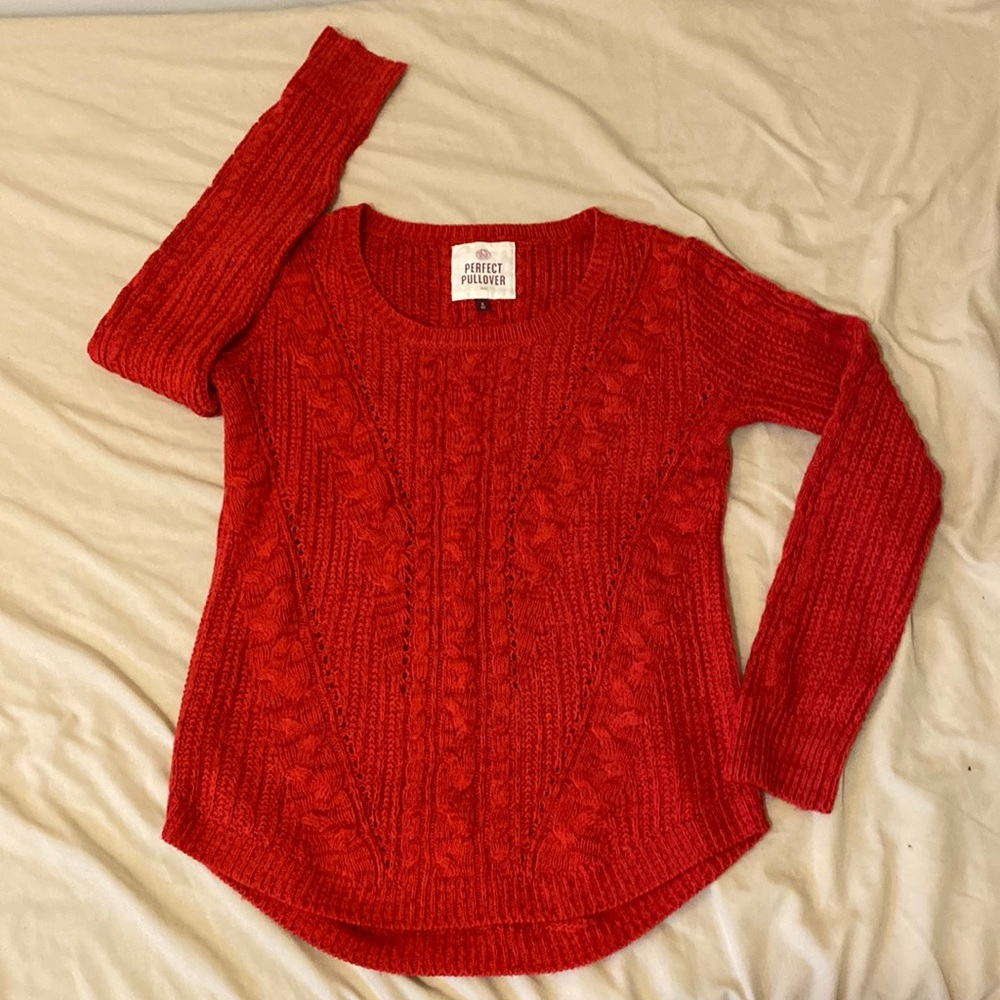 SO fitted perfect pullover, red sweater